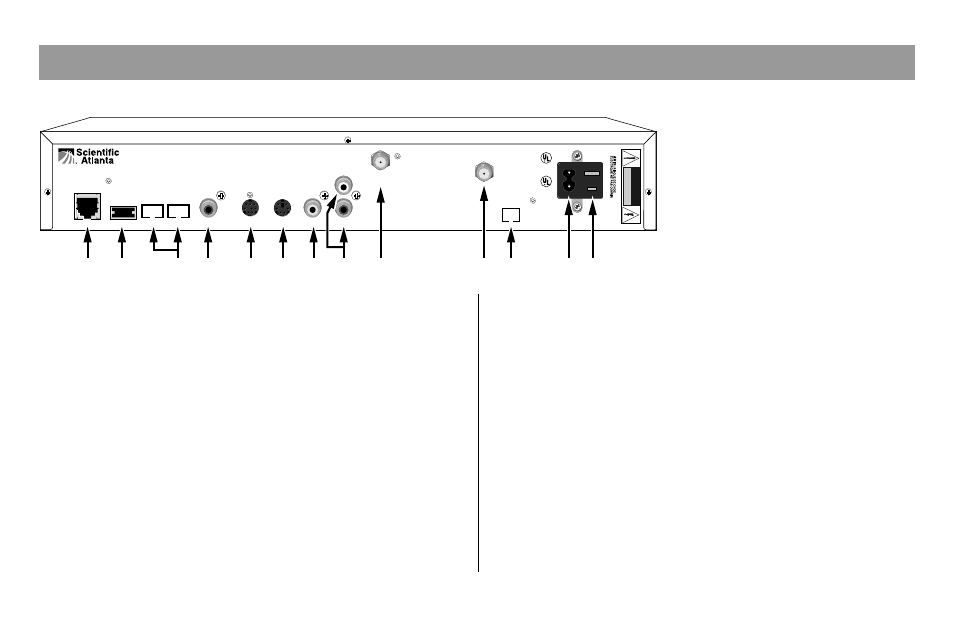Explorer dhct back panel, Of tv or vcr out | Scientific Atlanta Digital Home Communications Terminal User Manual | Page 11 / 32