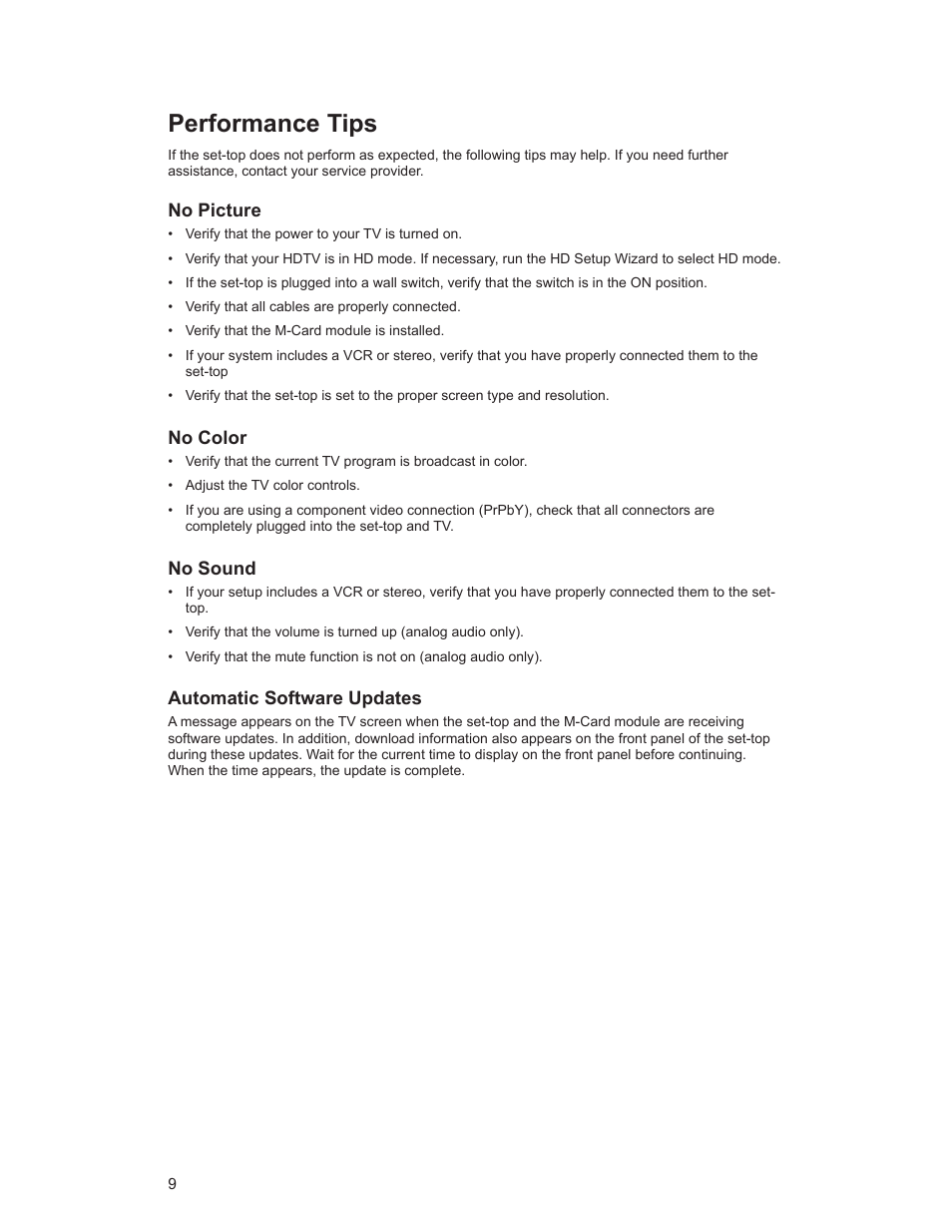 Performance tips | Scientific Atlanta 4250HDC User Manual | Page 14 / 25