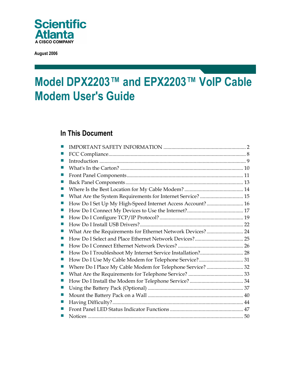 Scientific Atlanta EPX2203TM User Manual | 52 pages