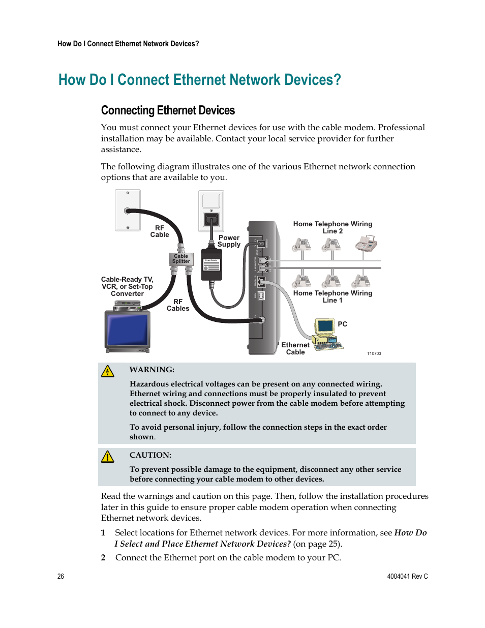 How do i connect ethernet network devices, Connecting ethernet devices | Scientific Atlanta EPX2203TM User Manual | Page 26 / 52