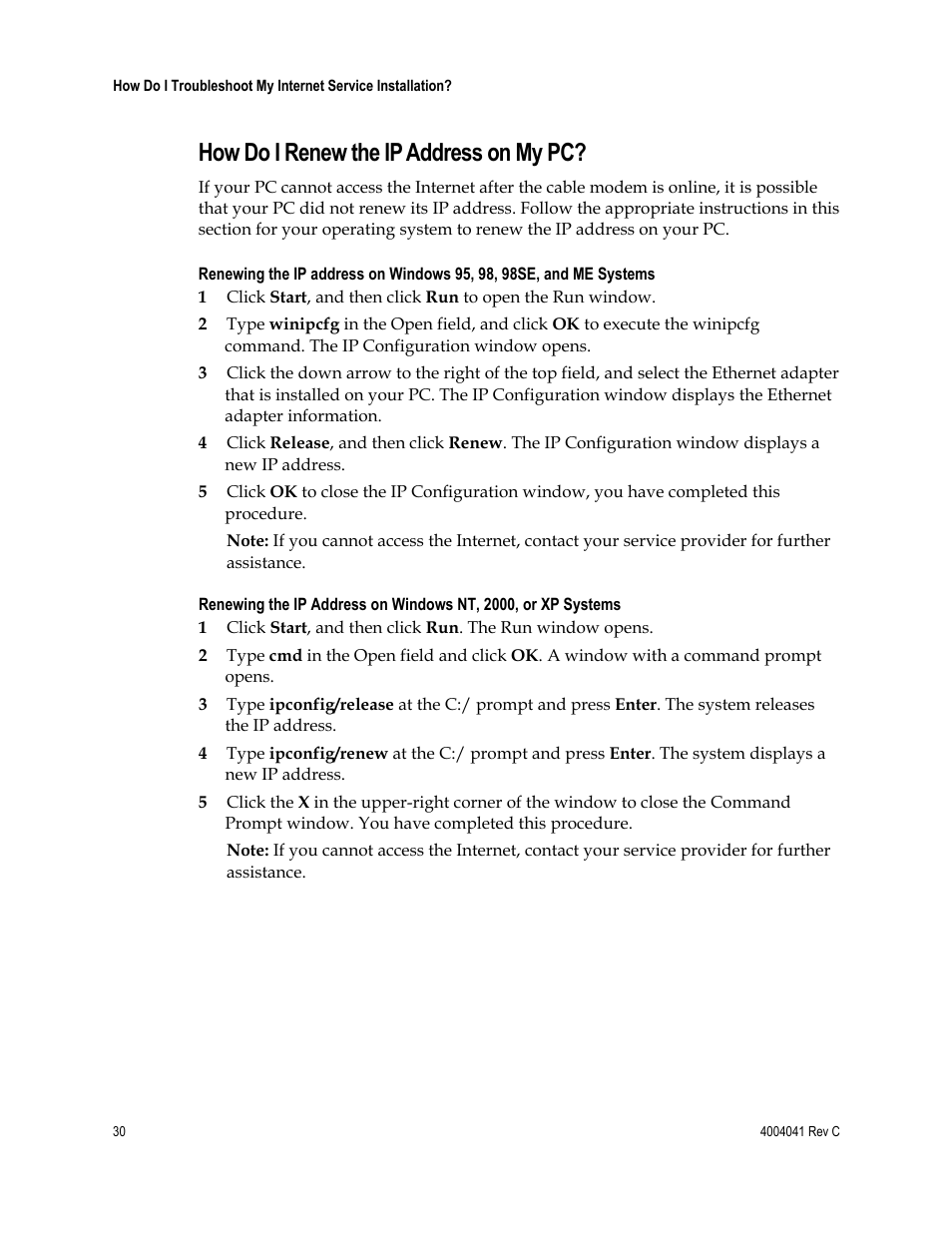 How do i renew the ip address on my pc | Scientific Atlanta EPX2203TM User Manual | Page 30 / 52