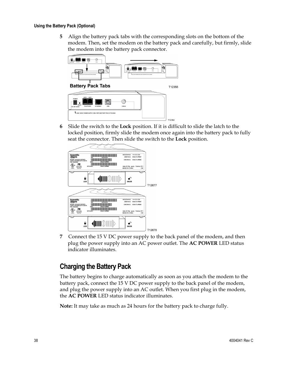 Charging the battery pack | Scientific Atlanta EPX2203TM User Manual | Page 38 / 52