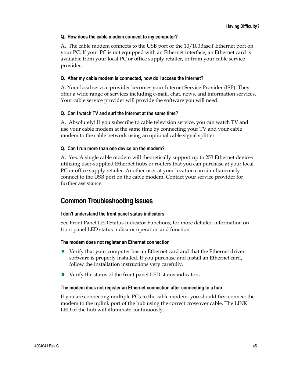 Common troubleshooting issues | Scientific Atlanta EPX2203TM User Manual | Page 45 / 52