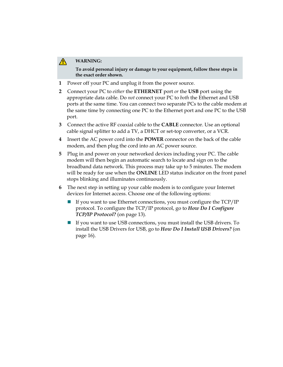 Connecting the modem for high-speed data service | Scientific Atlanta DPX2213 User Manual | Page 12 / 52