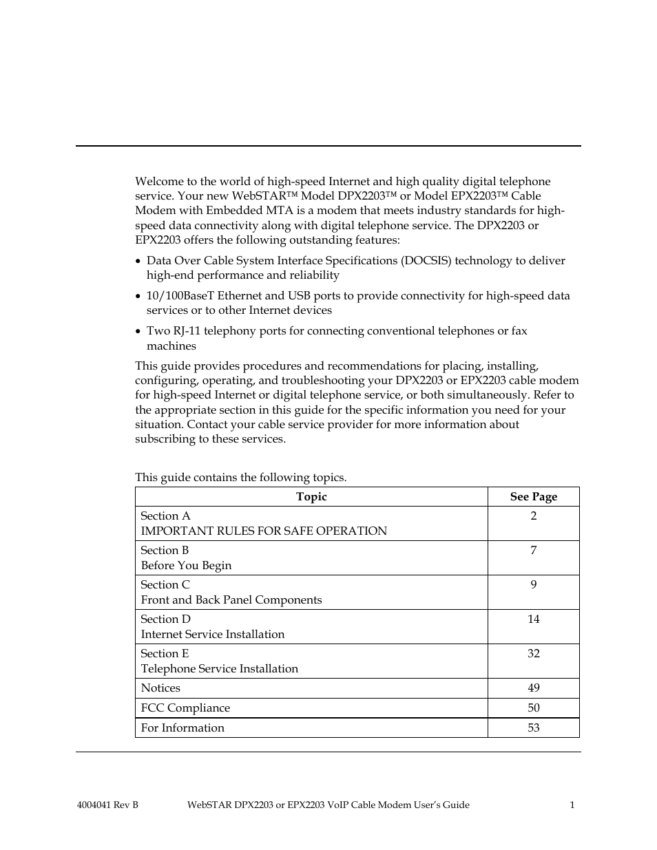 Scientific Atlanta WebSTAR EPX2203 User Manual | Page 2 / 55