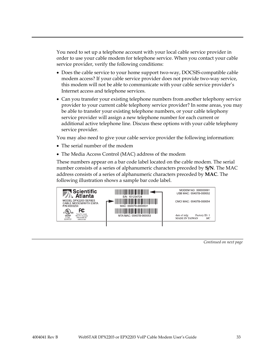 Telephone service: before you begin, Contacting your local cable service provider | Scientific Atlanta WebSTAR EPX2203 User Manual | Page 34 / 55