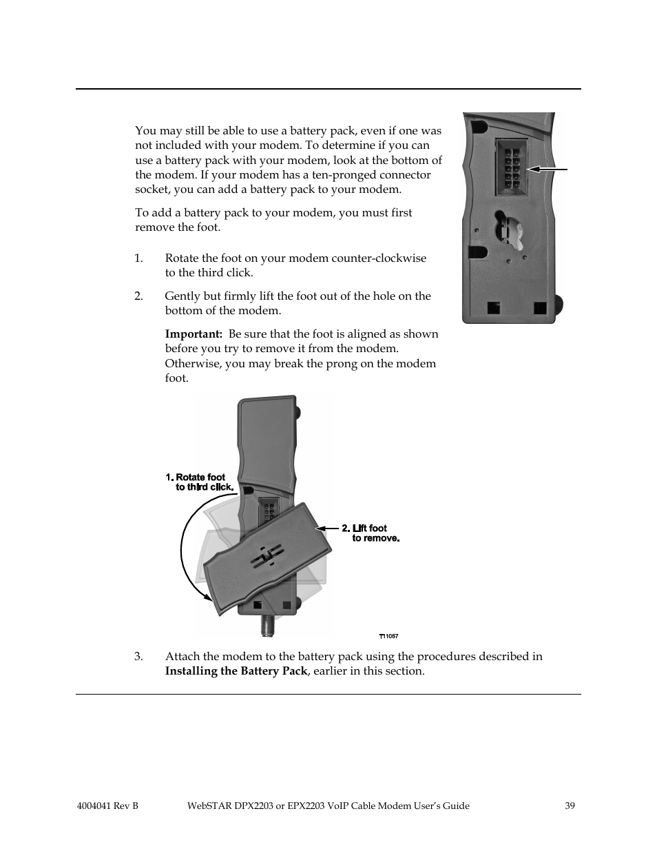 Adding a battery pack, Continued | Scientific Atlanta WebSTAR EPX2203 User Manual | Page 40 / 55