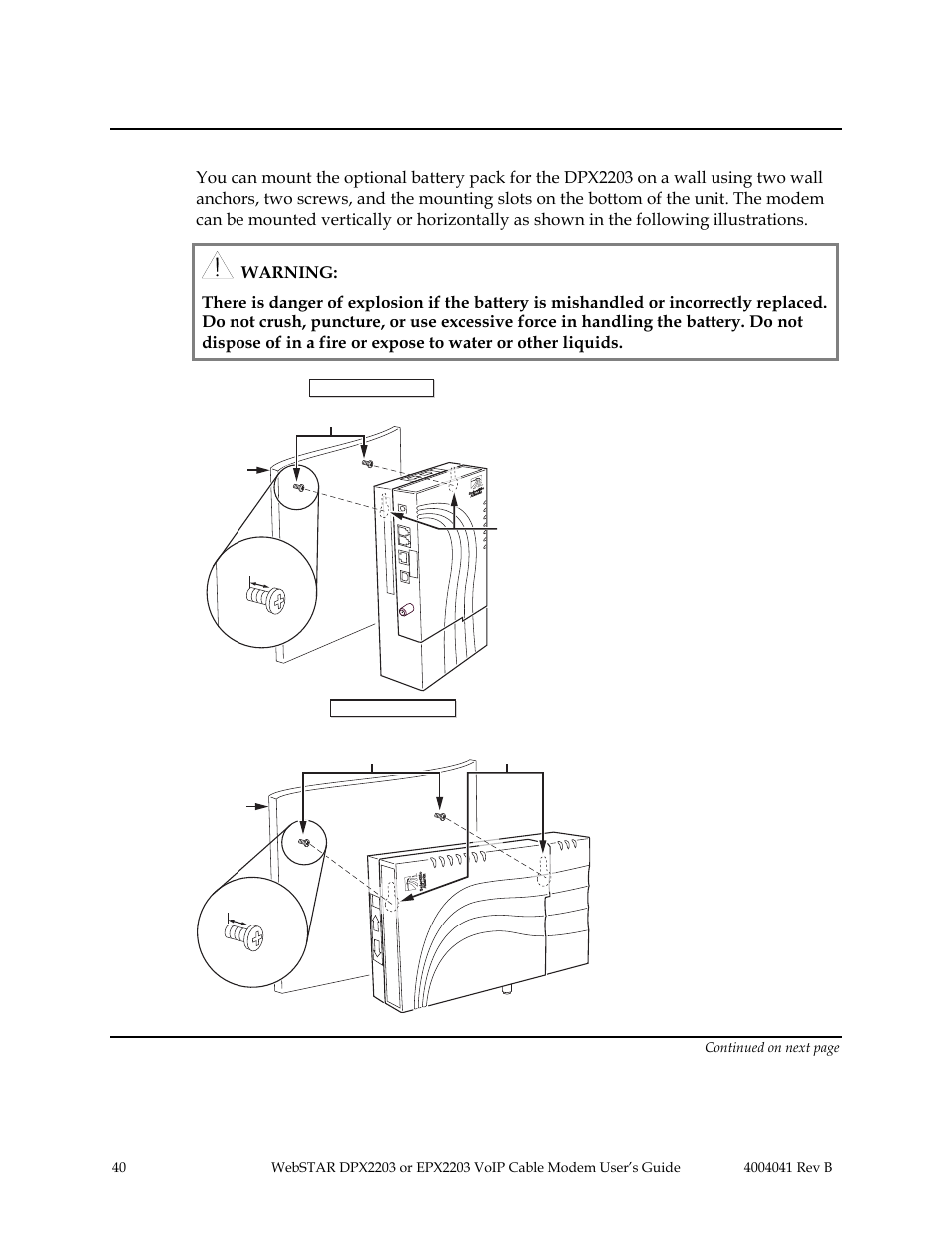 Mounting illustrations | Scientific Atlanta WebSTAR EPX2203 User Manual | Page 41 / 55