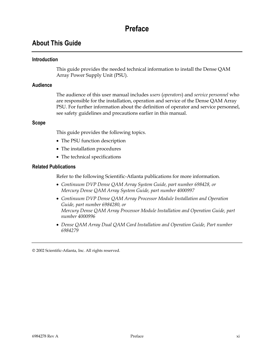Preface, About this guide | Scientific Atlanta Power Supply Unit User Manual | Page 13 / 40
