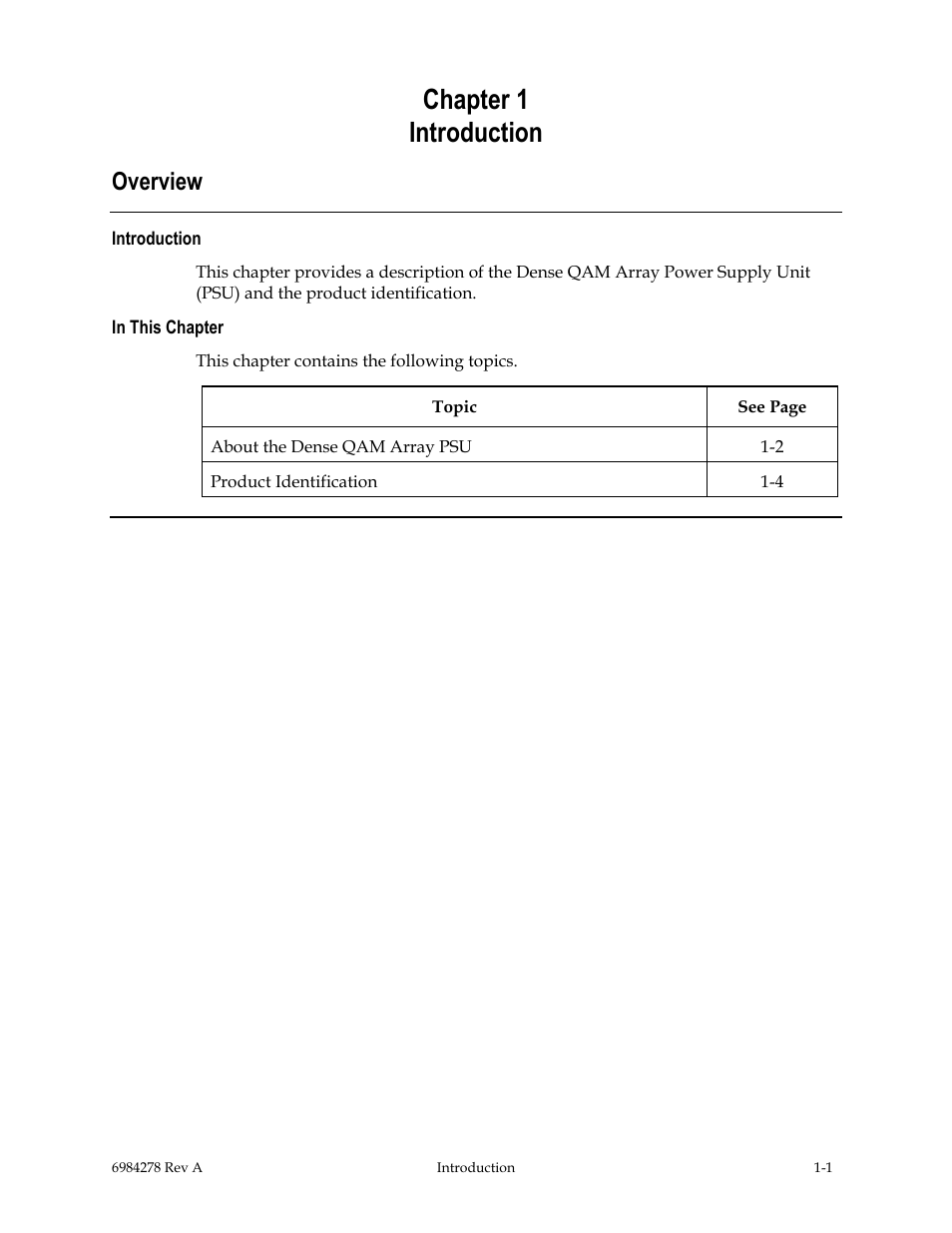 Introduction, Overview, Chapter 1 introduction | Scientific Atlanta Power Supply Unit User Manual | Page 15 / 40