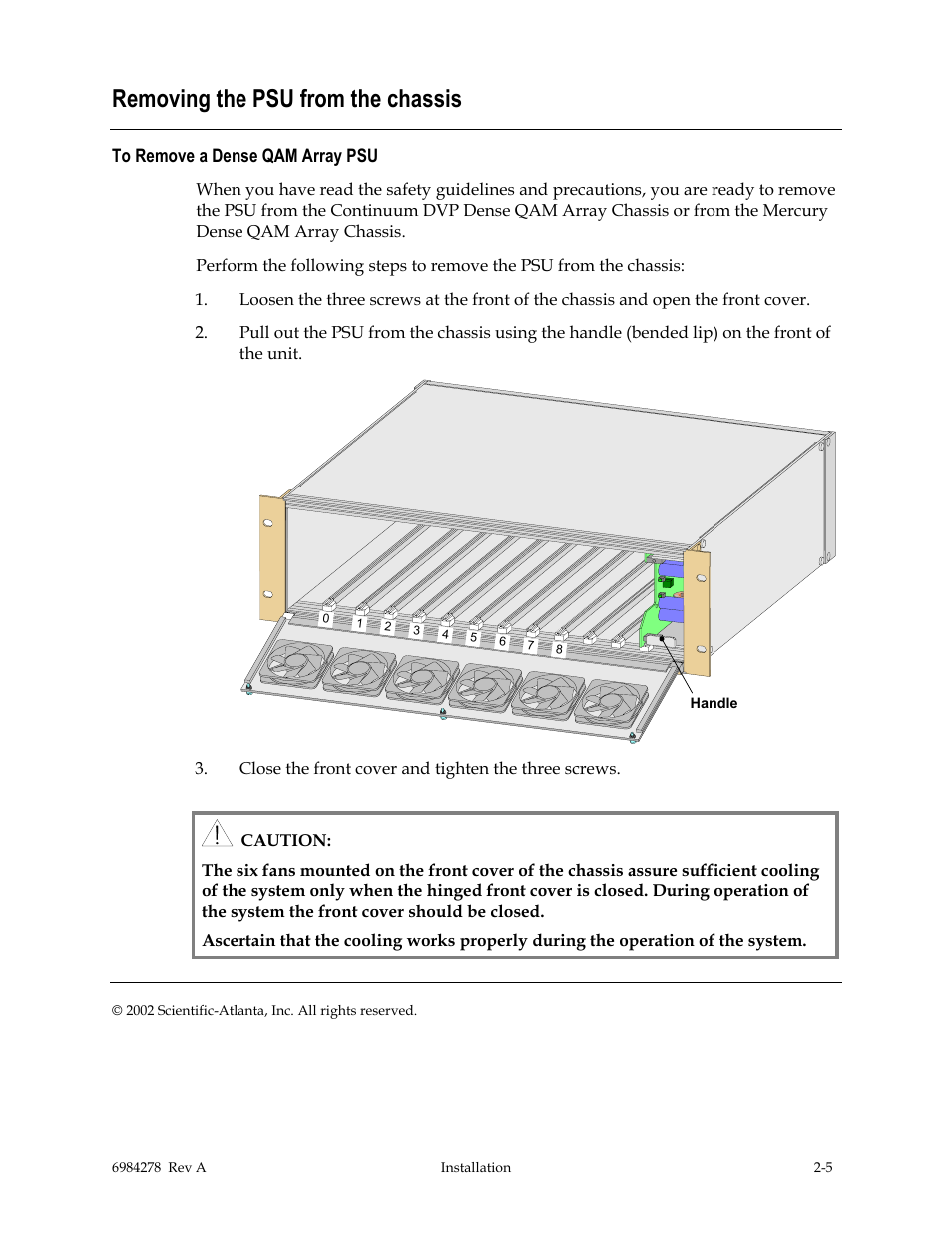 Removing the psu from the chassis | Scientific Atlanta Power Supply Unit User Manual | Page 23 / 40