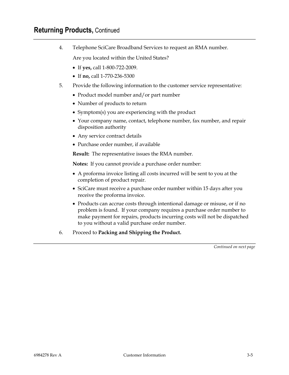 Returning products, Continued | Scientific Atlanta Power Supply Unit User Manual | Page 29 / 40