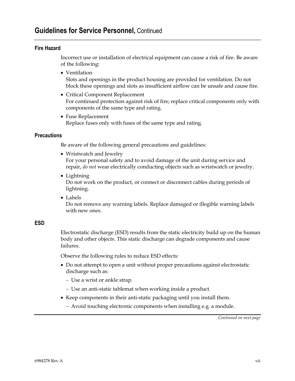 Guidelines for service personnel, Continued | Scientific Atlanta Power Supply Unit User Manual | Page 9 / 40