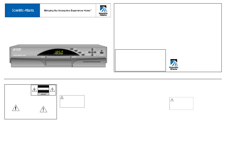 Scientific Atlanta Explorer 1850 User Manual | 2 pages