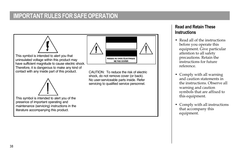 Important rules for safe operation, Caution, Avis | Scientific Atlanta WEBSTAR DPX110 User Manual | Page 38 / 92