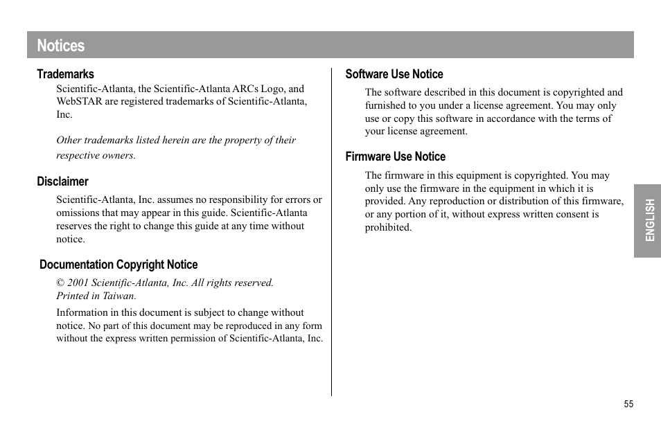 Notices | Scientific Atlanta WEBSTAR DPX110 User Manual | Page 55 / 92