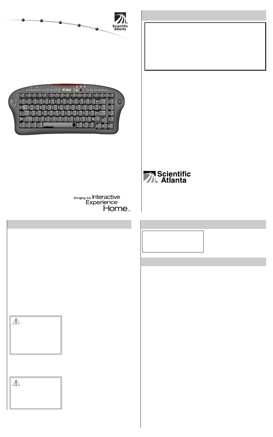 Scientific Atlanta KB4200 User Manual | 2 pages