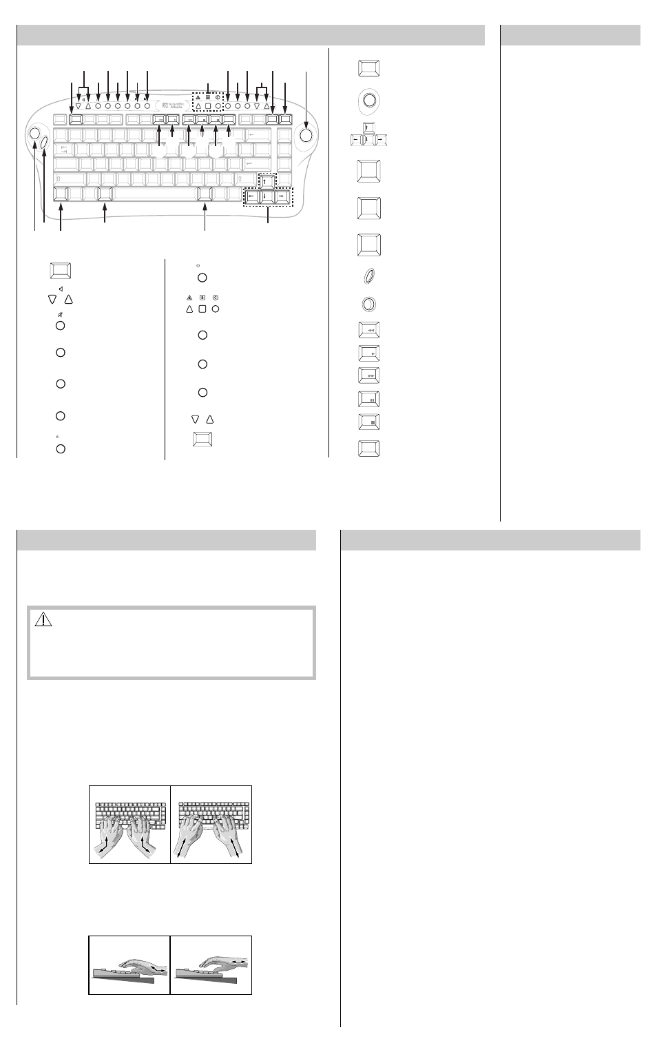Tv setup codes quick reference, Operation tips, Proper use of the keyboard | Incorrect correct, Keyboard does not work, The explorer club, Continuous use, Comfort guidelines, Wrists angled, Wrists straight | Scientific Atlanta KB4200 User Manual | Page 2 / 2