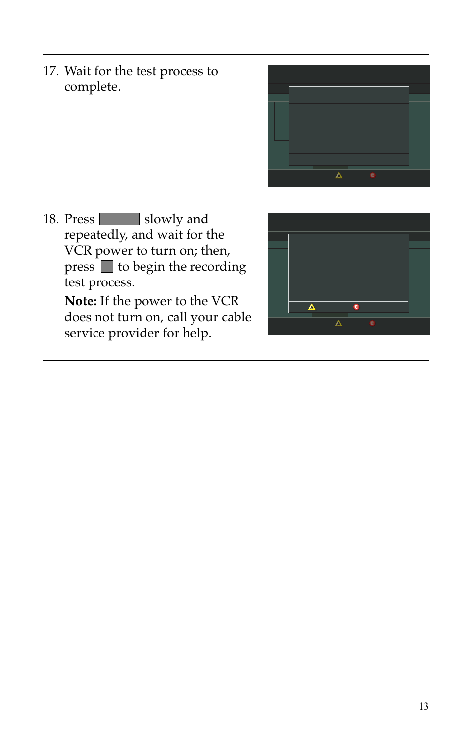 Setting up vcr commander service, Continued, Wait for the test process to complete | Select a | Scientific Atlanta VCR Commander User Manual | Page 13 / 28