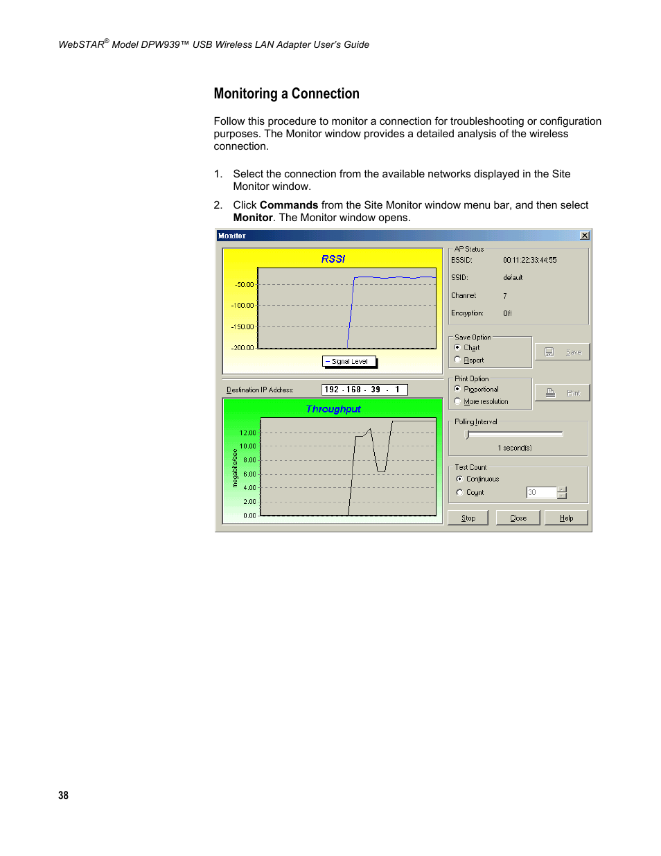 Monitoring a connection | Scientific Atlanta DPW939 User Manual | Page 39 / 50