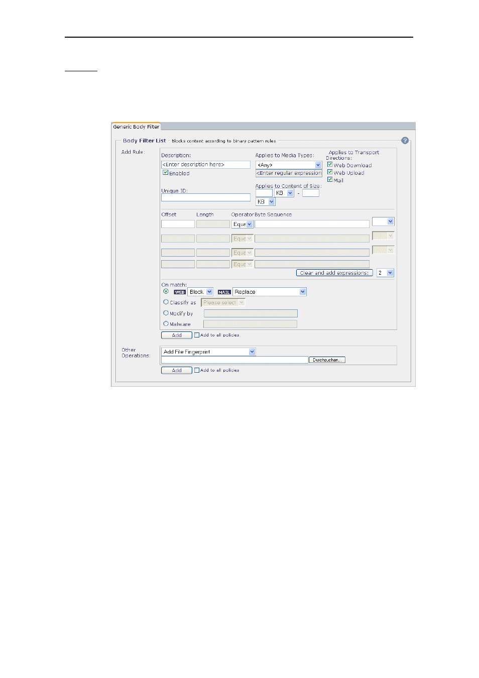 Generic body filter, 1 generic body filter | Secure Computing SSL Scanner User Manual | Page 103 / 191