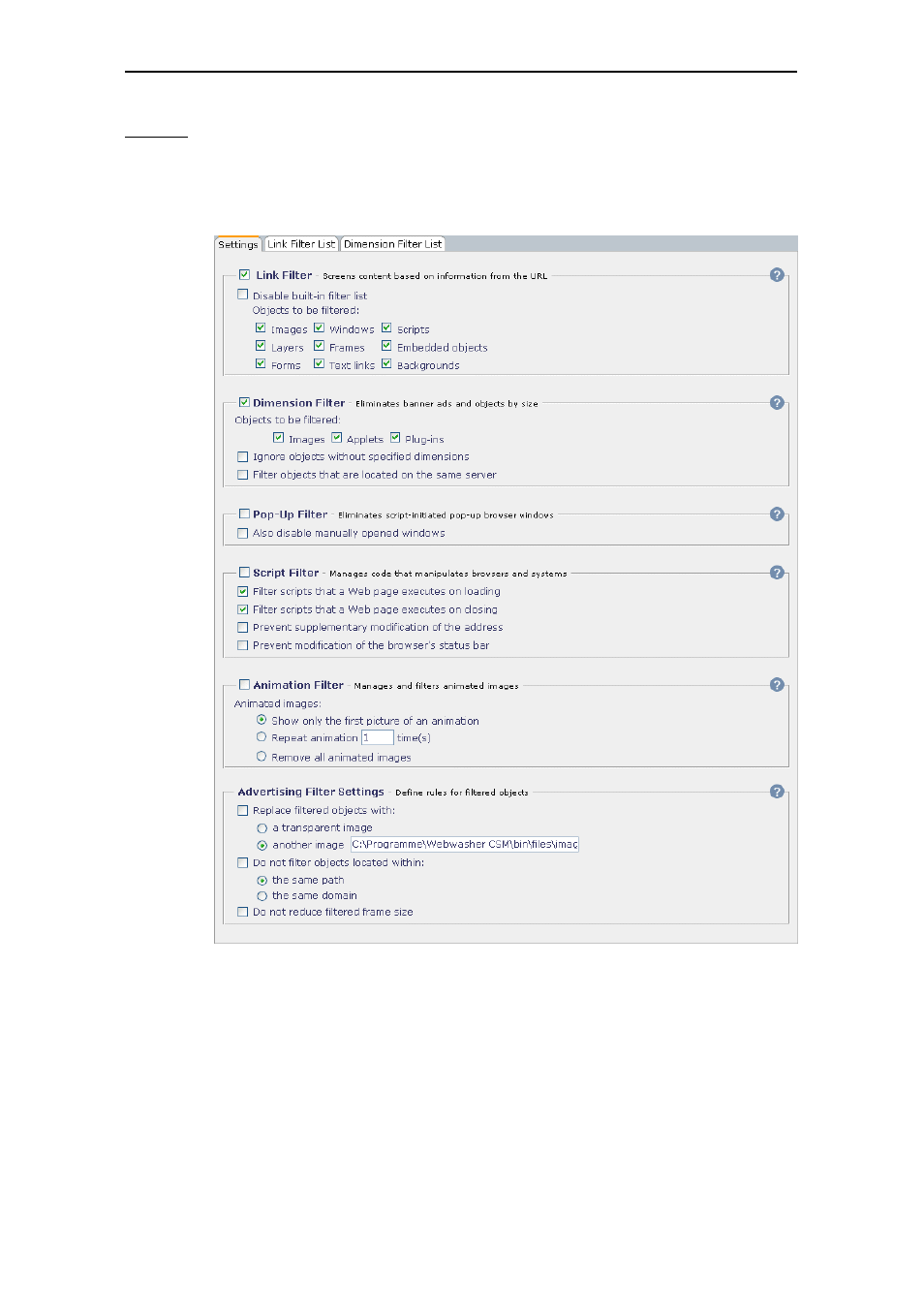 Settings, 1 settings | Secure Computing SSL Scanner User Manual | Page 106 / 191