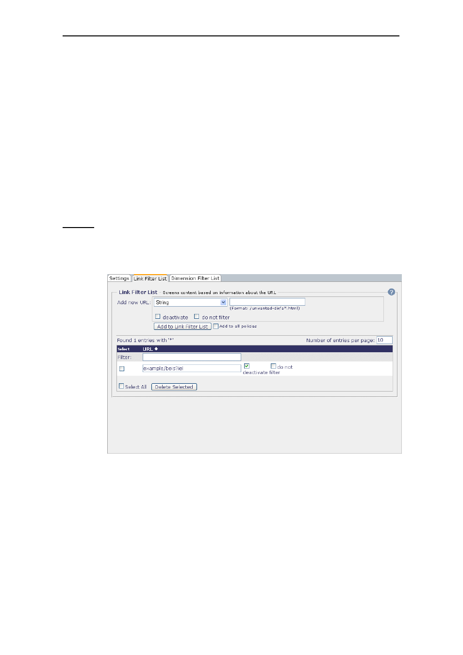 Link filter list, 2 link filter list | Secure Computing SSL Scanner User Manual | Page 114 / 191