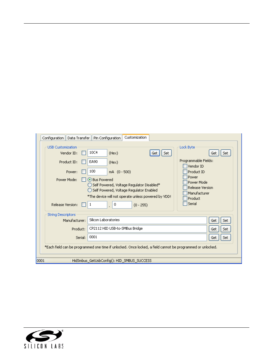 Figure 5. customization tab, Cp2112-ek | Silicon Laboratories CP2112-EK User Manual | Page 5 / 10