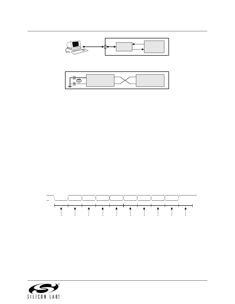 Figure 18.3. uart interconnect diagram, 8-bit uart, Figure 18.4. 8-bit uart timing diagram | Bit uart, Figure 18.4. 8-bit uart timing diagram or | Silicon Laboratories C8051F347 User Manual | Page 207 / 276