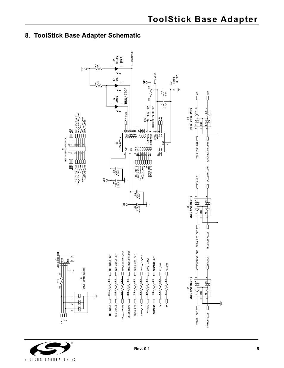Toolstick base adapter schematic, Toolstick base adapter | Silicon Laboratories ToolStick Base Adapter User Manual | Page 5 / 6