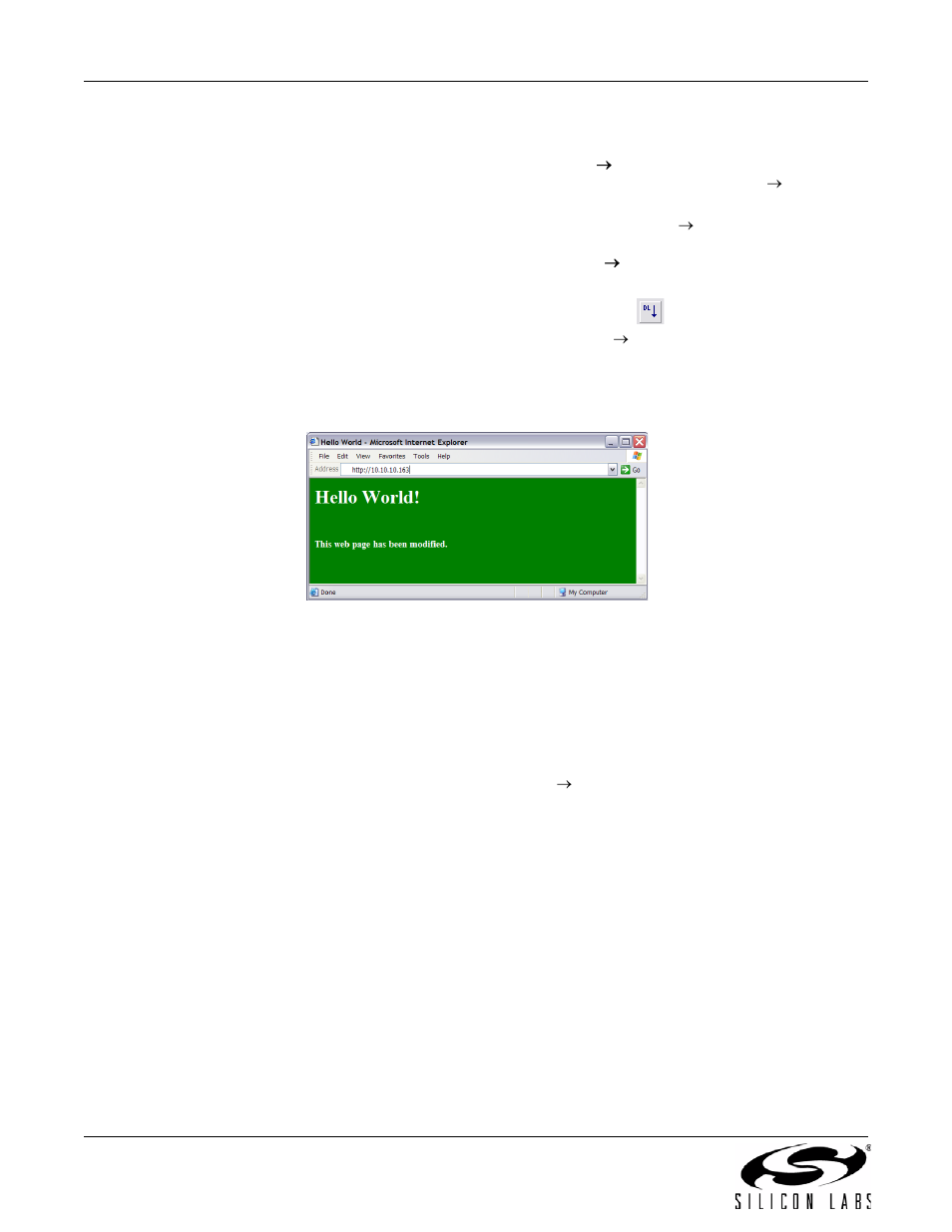 Re-building the project and viewing results, Viewing the uweb embedded web server | Silicon Laboratories Network Card User Manual | Page 28 / 40