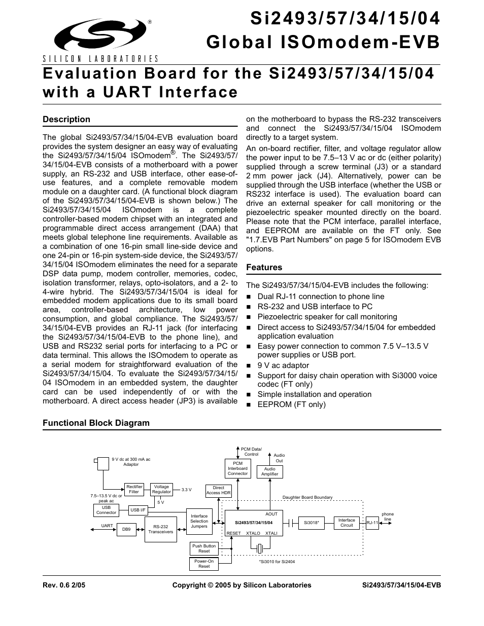 Silicon Laboratories SI2493/57/34/15/04 User Manual | 36 pages