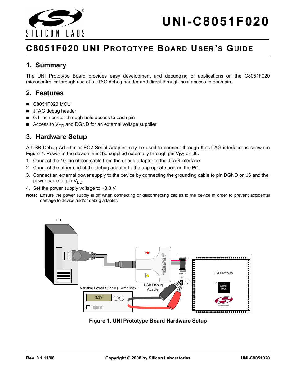 Silicon Laboratories UNI-C8051F020 User Manual | 4 pages