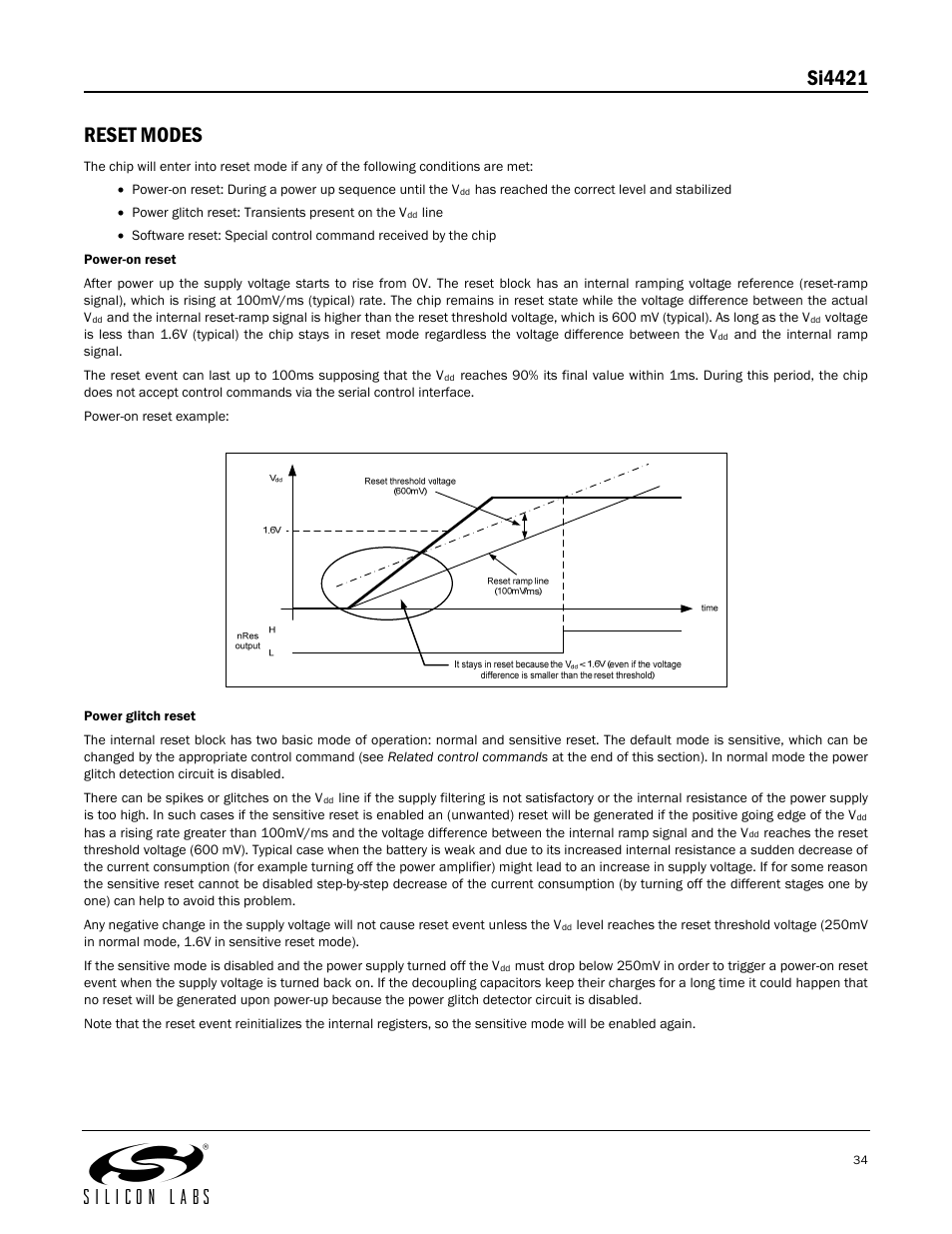 Si4421 reset modes | Silicon Laboratories SI4421 User Manual | Page 34 / 45