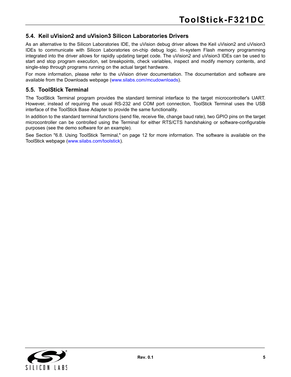 Toolstick terminal, Toolstick-f321dc | Silicon Laboratories F321DC User Manual | Page 5 / 16