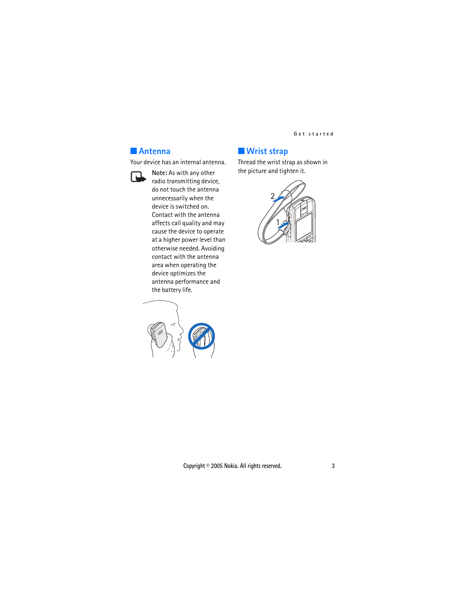 Antenna, Wrist strap, Antenna wrist strap | Sonic Alert Nokia phone 6021 User Manual | Page 16 / 99