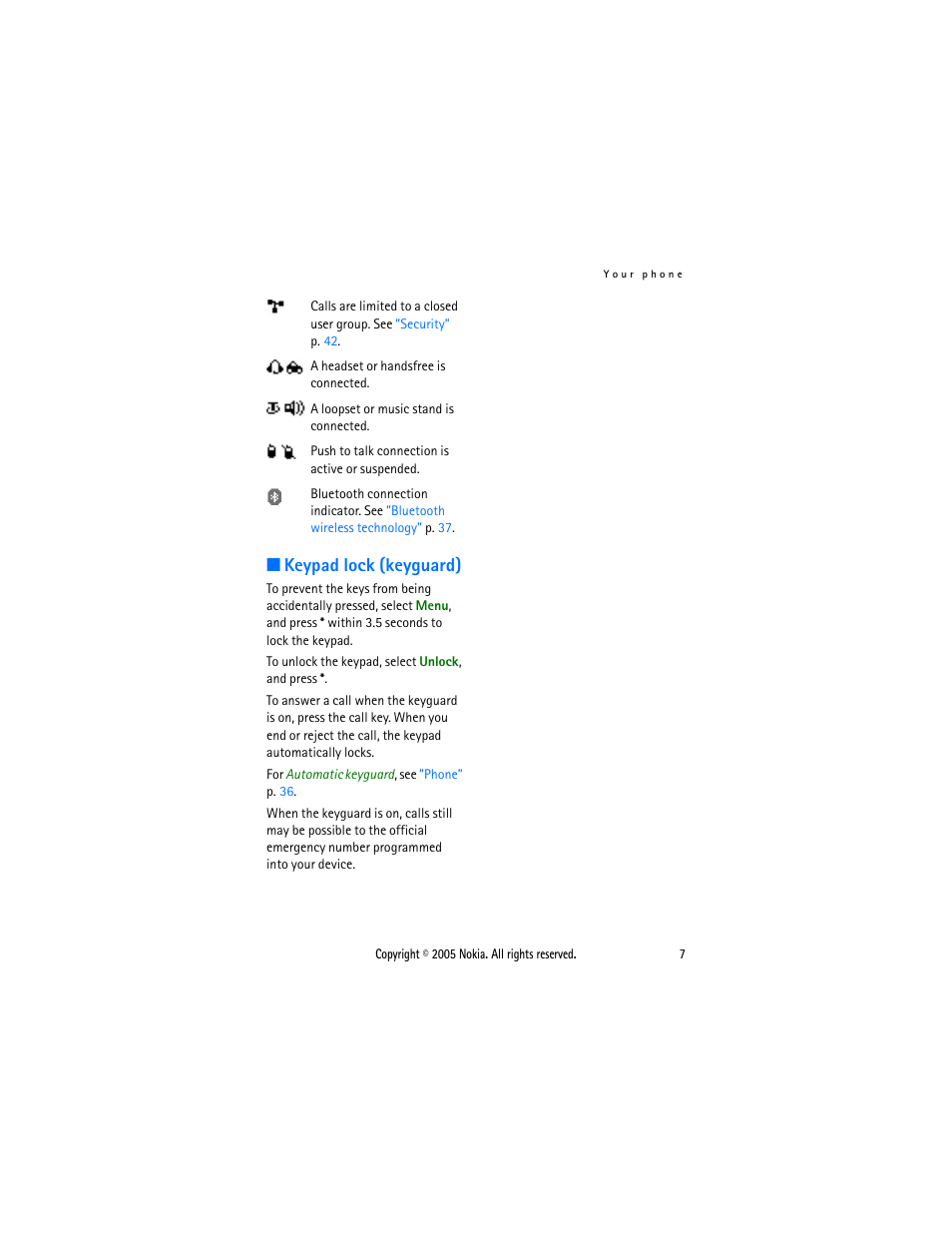 Keypad lock (keyguard), Keypad lock, Keyguard) | Sonic Alert Nokia phone 6021 User Manual | Page 20 / 99
