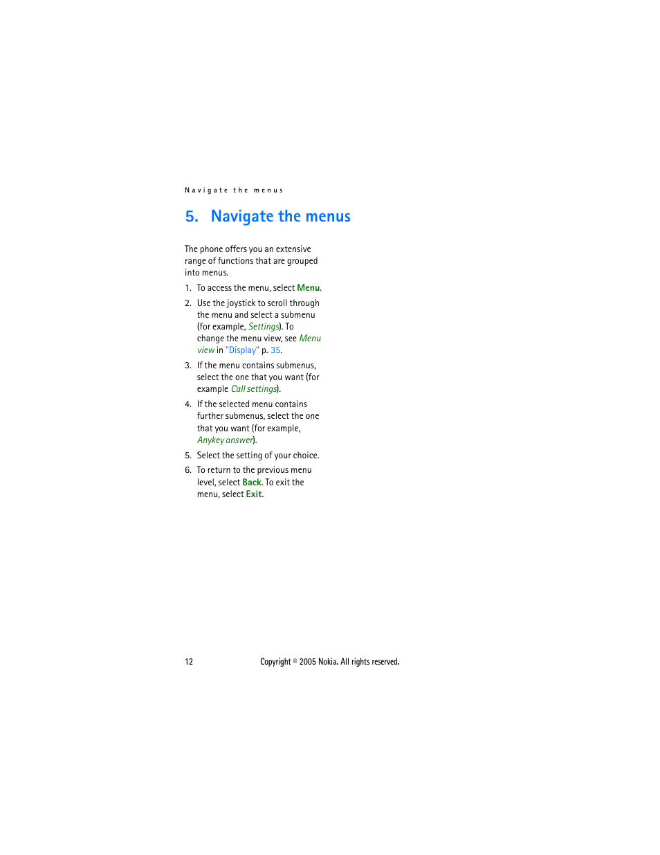Navigate the menus | Sonic Alert Nokia phone 6021 User Manual | Page 25 / 99