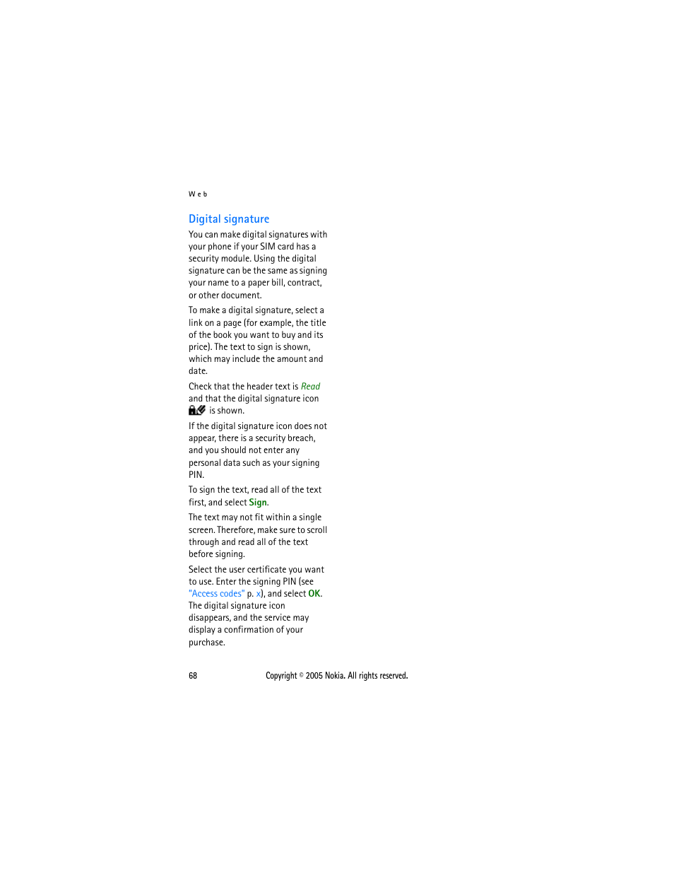 Digital signature, Digital, Signature | Sonic Alert Nokia phone 6021 User Manual | Page 81 / 99