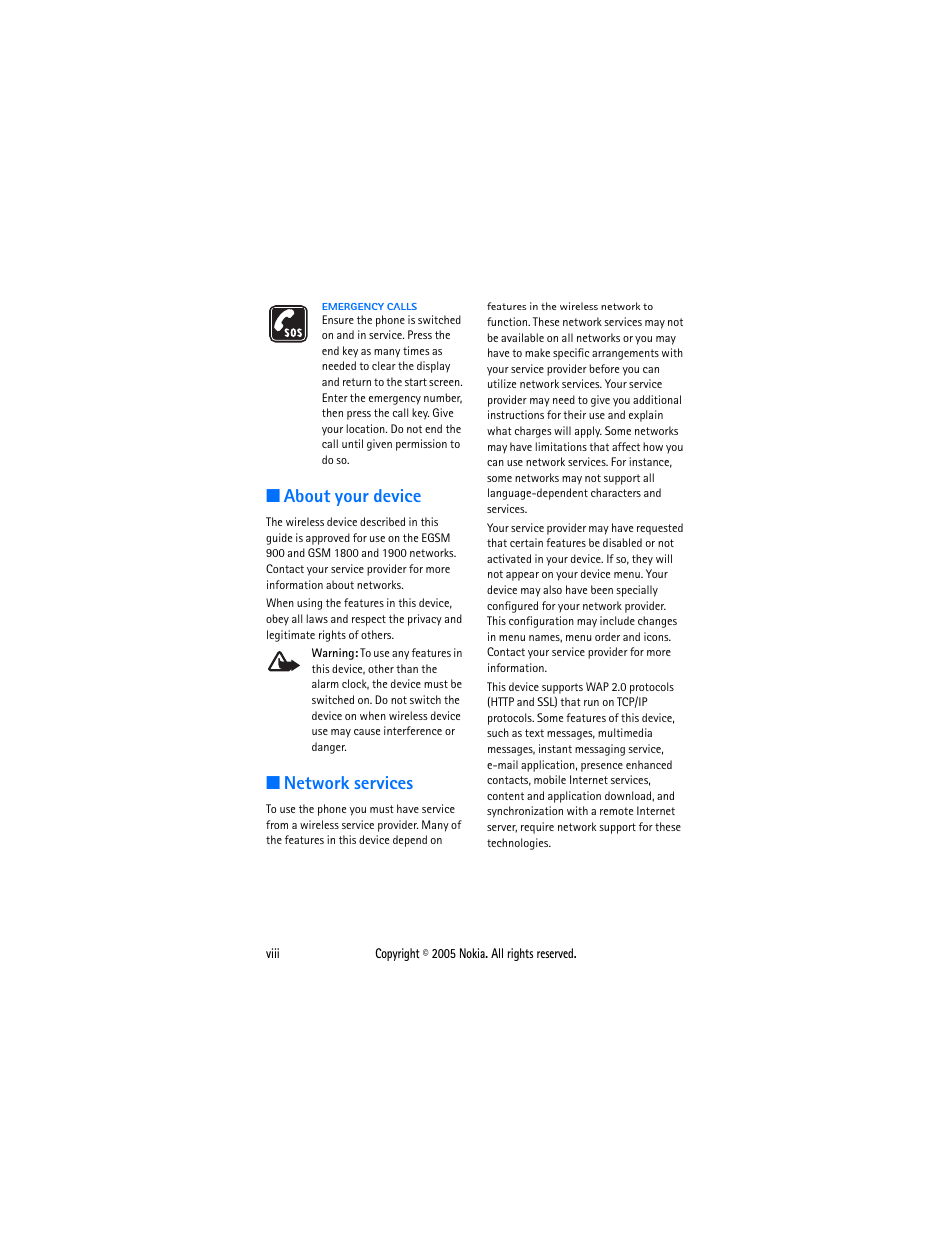 About your device, Network services | Sonic Alert Nokia phone 6021 User Manual | Page 9 / 99