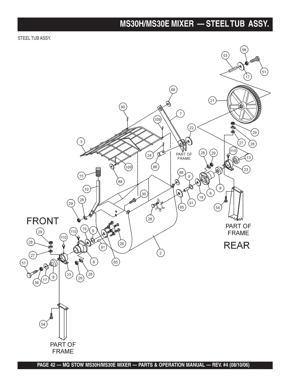 Ms30h/ms30e mixer — steel tub assy | Multiquip MS30H User Manual | Page 42 / 88