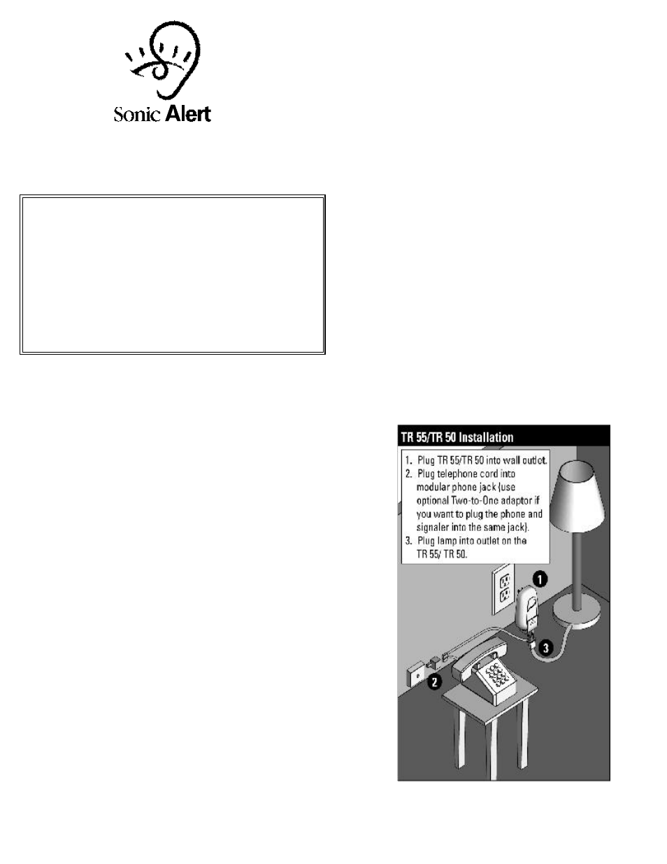 Sonic Alert TR55 User Manual | 1 page