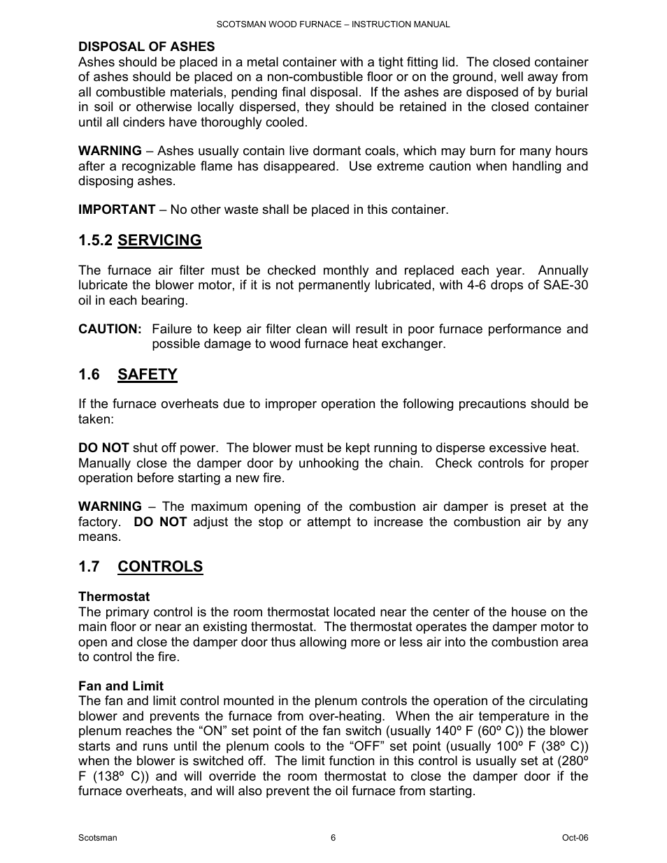 2 servicing, 6 safety, 7 controls | Scotsman Ice DB-101 User Manual | Page 7 / 34