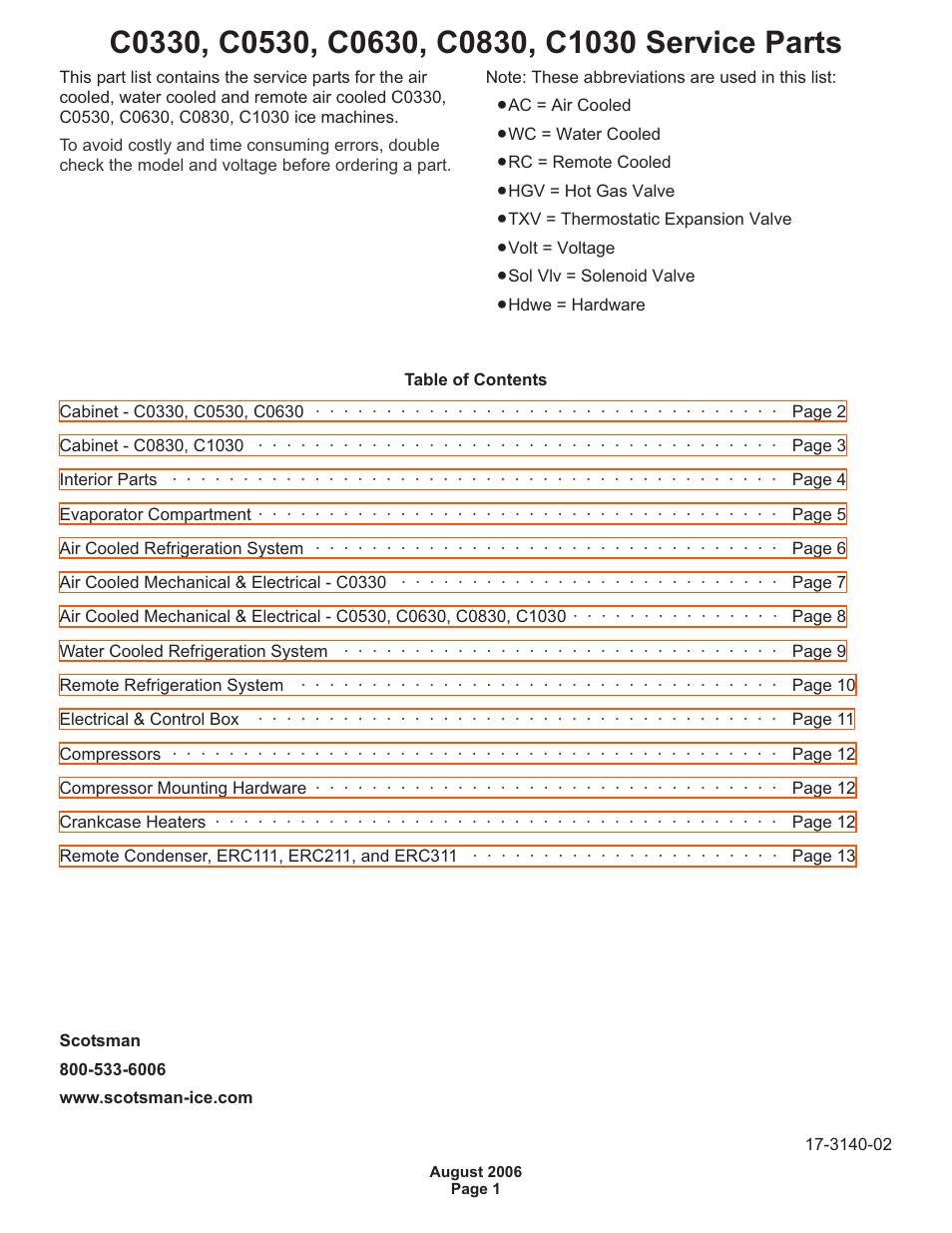 Scotsman Ice Prodigy C0630 User Manual | 13 pages