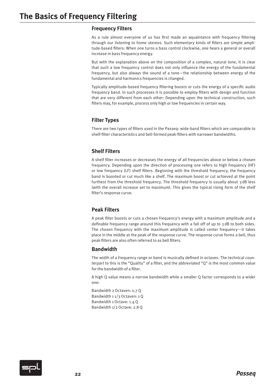 The basics of frequency filtering, Passeq | Sound Performance Lab 2595 User Manual | Page 22 / 28