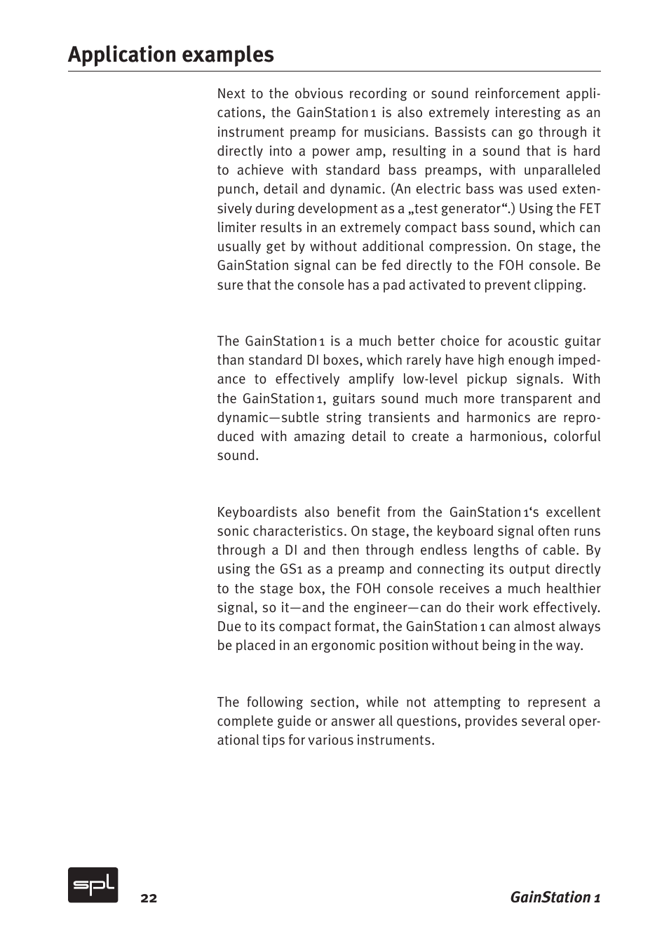 Application examples | Sound Performance Lab Gain Station 2272 User Manual | Page 22 / 34