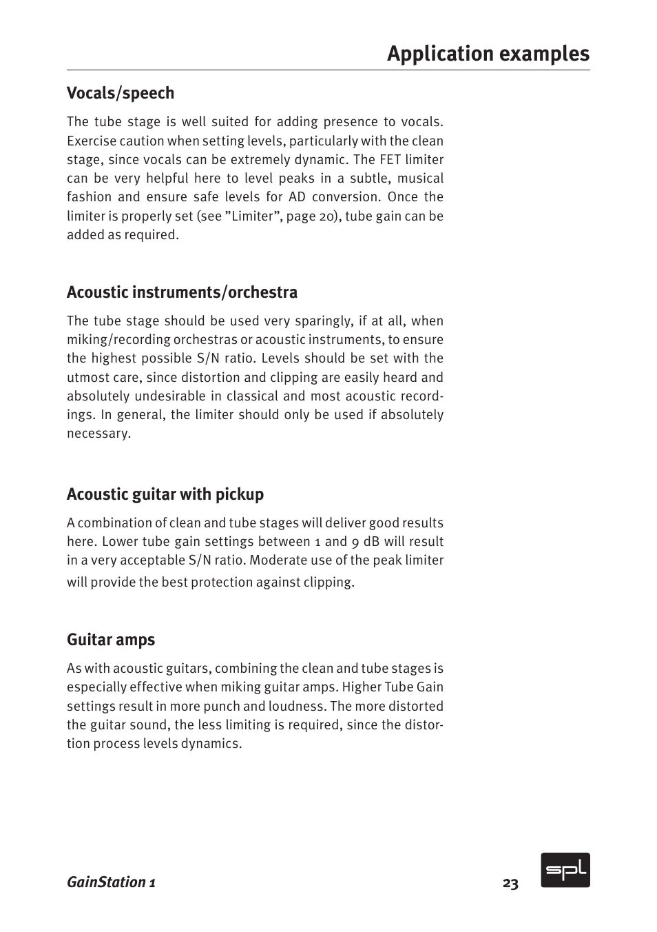 Application examples | Sound Performance Lab Gain Station 2272 User Manual | Page 23 / 34