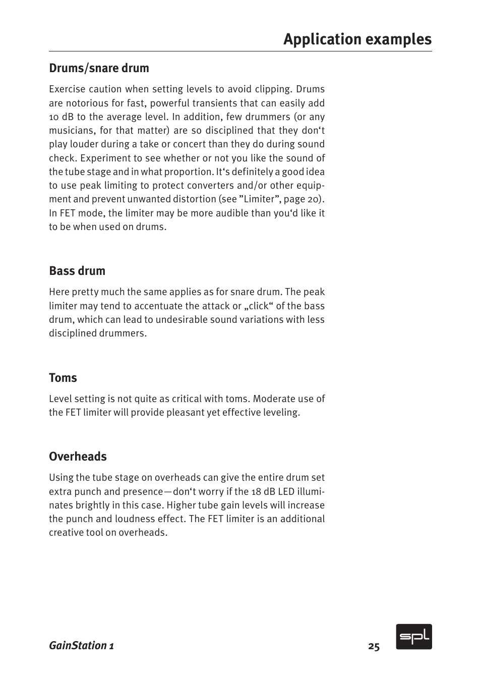 Application examples | Sound Performance Lab Gain Station 2272 User Manual | Page 25 / 34