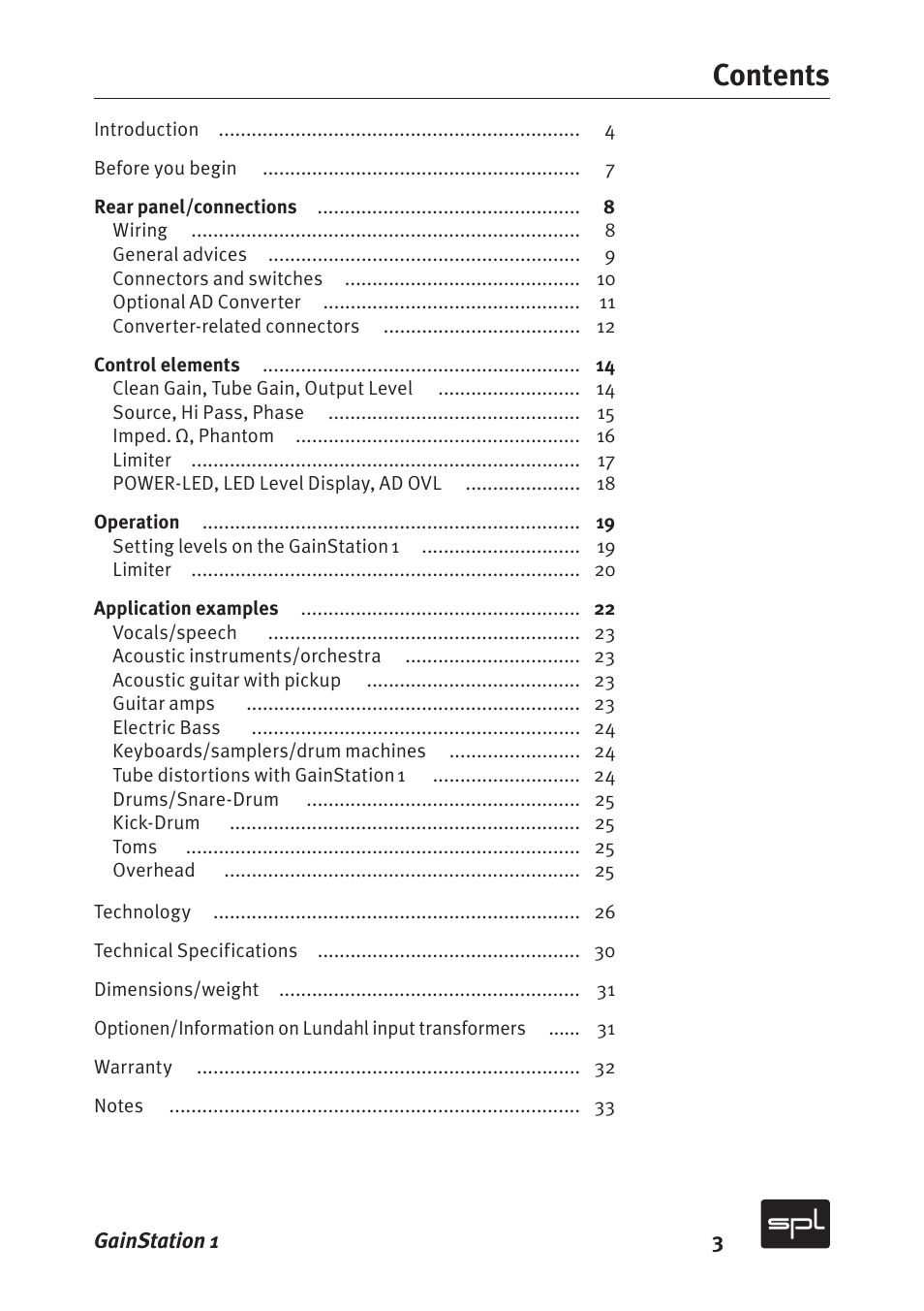 Sound Performance Lab Gain Station 2272 User Manual | Page 3 / 34