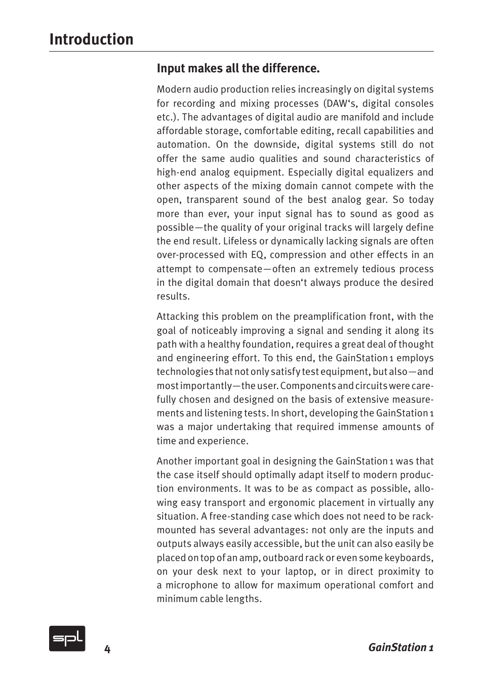 Introduction | Sound Performance Lab Gain Station 2272 User Manual | Page 4 / 34